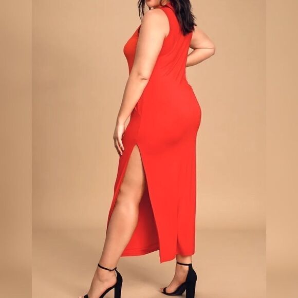 Lulu’s 2XL Red Knit Maxi Dress Sleeveless pullover - Picture 2 of 5